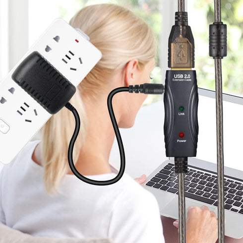 PASOW USB 2.0 A Male to A Female Extension Cable, High Speed 480 Mbps, 100 Feet with LED Light