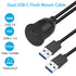 QIANRENON Dual USB C to USB 3.0 Threaded Flush Mount Waterproof Cable Adapter, 2 USB 3.0 Male to 2 USB C Female Panel Mount Extension Cable, for Car Boat Truck Yacht Motorcycle, 1m/3.3ft
