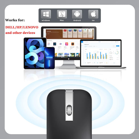 Foldable Bluetooth Travel Mouse - Wireless Portable 2.4G Arc Mouse for Laptop with Carry Bag