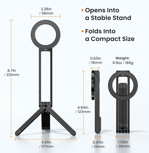 Itramax 17 16 15 14 13 12 11& Magnetic Phone Tripod Stand,Foldable Pocket Cell Phone Mount,Adjustable Travel Gym Selfie