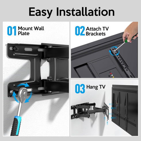 C-MOUNTS 26 65 Inch 400X400 110lbs,Fits 16" Full Motion TV Wall Mount Bracket with Articulating Dual Arm Swivel