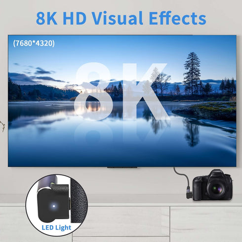 Duttek 8K 90 (2 Pack) Down Angle Degree HDMI to Micro HDMI Adapter, Male to Female, Micro HDMI Adapter, with LED Light