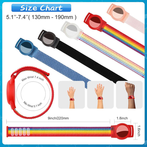 Waterproof Airtag Bracelet for Kids (2 Pack) Soft Nylon Hidden Air Tag Wristband Lightweight GPS Tracker Holder for