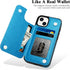 MMHUO iPhone 13 Case with Card Holder, Flower Magnetic Back Flip Wallet Case for Women, Protective Blue Phone Case