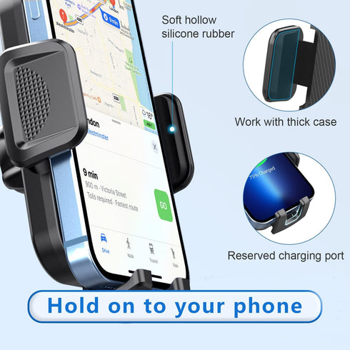 Pack-1 Car Cell Phone Holder, 360 Degrees Long Arm Dashboard Windshield Holder, Universal Anti-Shake Smartphone Holder