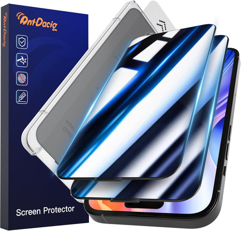 iPhone 15 Pro Max Privacy Screen Protector, 2 Pack, 10X Stronger, Auto-Alignment, Anti-Spy, 9H Tempered Glass