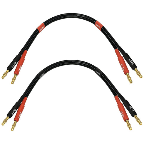 CESS-037-1f Banana Plug Male to Male Speaker Cable, 12 Gauge 680 Strand Count Silicone Soft Wire, 2 Cables