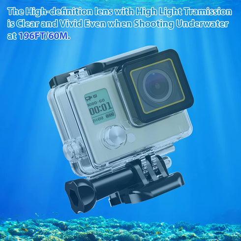 HONGDAK Waterproof Housing Case for GoPro Hero 4/3/3+, 60M Underwater Protective Dive Housing Shell with Accessories