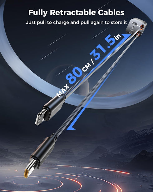 SUPERONE 99W 17 16 15 14 13 12, Retractable Car Charger, Car Phone Charger with Cables Fast Charging, USB C Car Charger