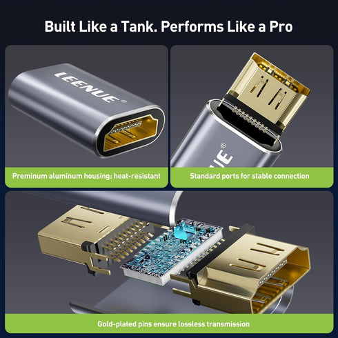 LEENUE 8K 1 Pack 2.1 8K@60Hz 4K@120Hz HDMI Coupler Female to Female Connector, HDMI Aluminum Adapter, Supports /