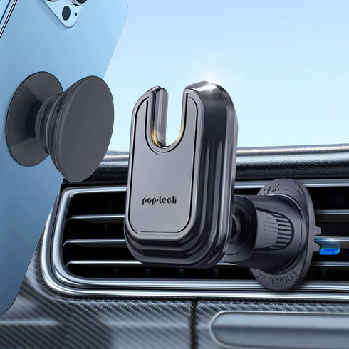 pop-tech Car Vent Phone Mount for Socket Grip, Air Vent Clip Holder Compatible with MagSafe Wallet Black & iPhone