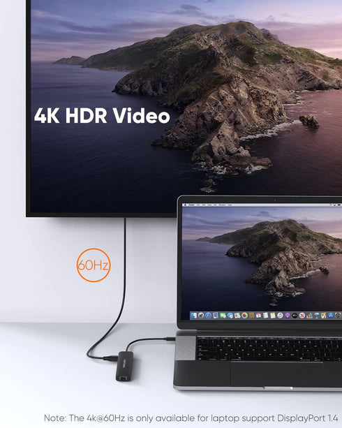 USB C Hub with Ethernet, CableCreation 7 in 1 4k@60Hz HDMI Multiport Adapter with 100W PD, 2 USB 3.0 Ports
