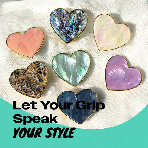 On The Grip OnTheGrip Cute Natural Seashell Design Heart Shape Collapsible Mobile Phone Grip Stand Holder