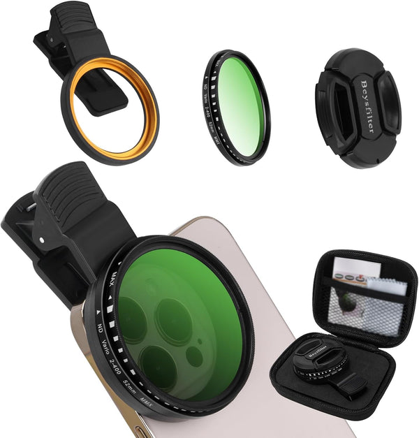 Beysfilter Phone 52MM Variable ND2-ND400 Filter, Multi-Coating Clip Adjustable Neutral Density Lens Kit,