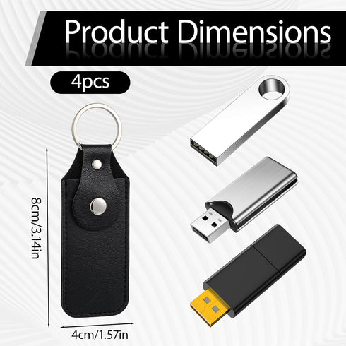 Gtziqa 4 Pcs Flash Drive Case, Leather Anti Lost Thumb USB Flash Drive Holder USB Storage Cases Protective Cover Small