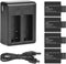 D&F Dual Battery Charger with 4 Pack Replacement Battery, 3.7V 900mAh Li-ion for SJCAM SJ4000 SJ5000 SJ6000