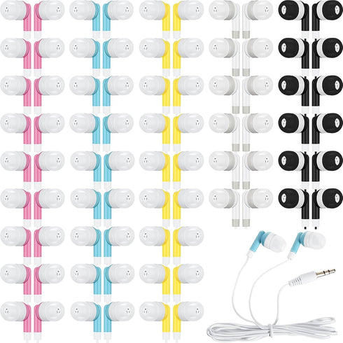 Kigeli 100 Pack Kids Bulk Earbud Headphones - Wired Earbud 3.5 mm Disposable Earphones Set for School