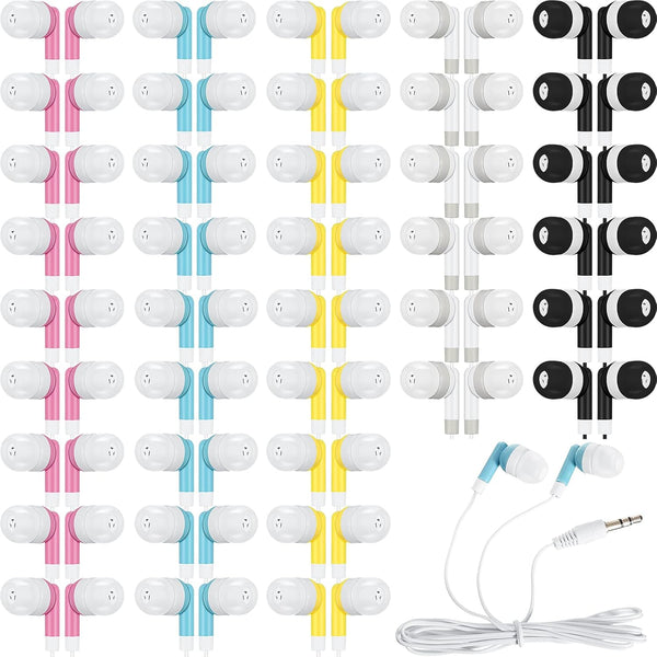Kigeli 100 Pack Kids Bulk Earbud Headphones - Wired Earbud 3.5 mm Disposable Earphones Set for School