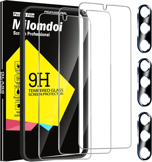 Milomdoi 3 Pack Screen Protector for Samsung Galaxy A15 5G with Tempered Glass Camera Lens Protector, Case Friendly