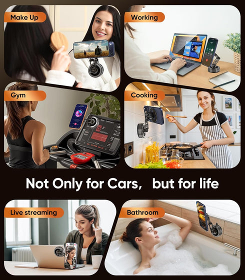 CRUIHOG Holder,3-AXIS 360 Car Phone Telescopic Arm Magnetic Phone Mount, Rotatable & Adjustable & Foldable Vacuum
