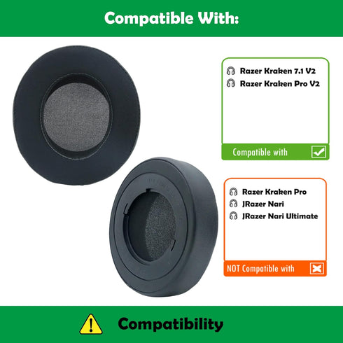 Cooling Replacement Earpads Cushions Compatible with Razer Kraken 7.1 V2 / Razer Kraken Pro V2 / Razer Kraken V2 Gaming Headset Ear Pads with Cooling Gel Layer/Memory Foam