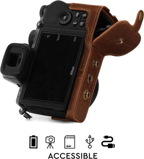 MegaGear Genuine Leather Camera Case for Nikon Z50 (16-50mm)