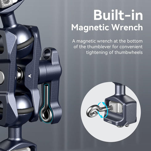SMALLRIG 1/4 Camera Magic Arm, Flexible Articulating Arm with Screws, Field Monitor Mount with Dual Ballhead, Aluminum
