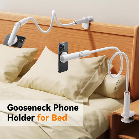 nediea 900 17 Magnetic Gooseneck Phone Holder for Bed, Flexible Long Arm Cell Phone Stand with Clamp Mount, Rotation
