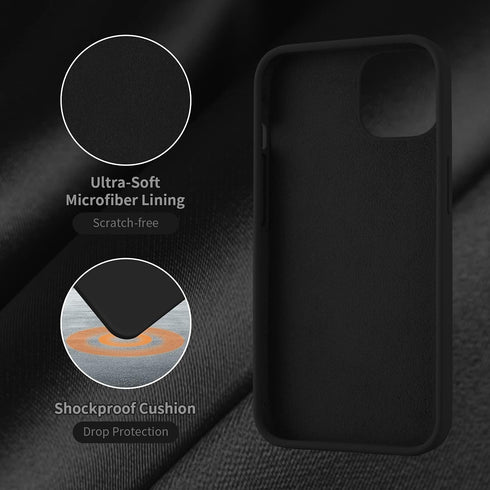 Cordking Ultra Slim Shockproof Case for iPhone 13 & 14, 6.1", Black, with Soft Anti-Scratch Microfiber Lining.