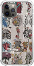 Aesthetic Biology Newspaper Skull Skeleton Case for iPhone 15 Pro - Artsy TPU Bumper Cover with Anatomy Collage Design.