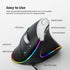 Nulea M504 Wired Vertical Mouse, USB Optical Ergonomic Mouse with 4 Adjustable DPI, 11 RGB Backlight Modes, Black
