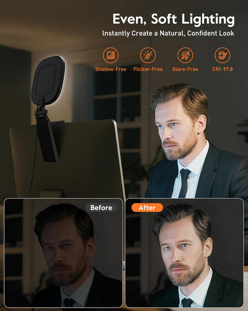 LitONES 97.8+, 50 Upgraded Ring Light for Laptop, Monitor & Desk Eye-Caring Diffused LED Computer Light