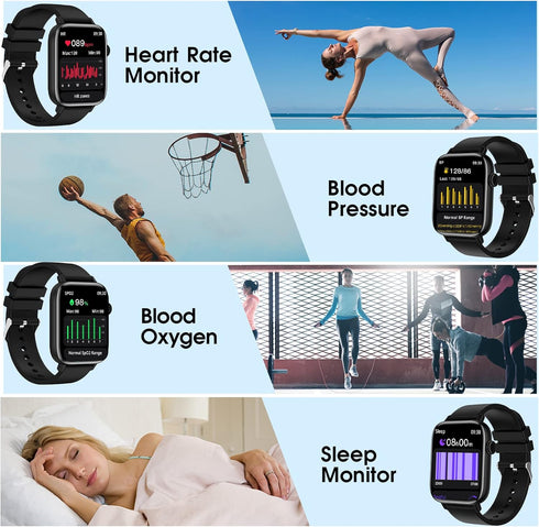 Smart Watch for Android iPhone, 1.9" Fitness Tracker with (Answer/Make Calls), IP67 Waterproof, Blood Pressure Heart