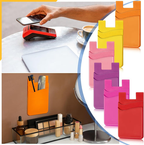 Fulmoon 36 Pack Phone Wallet Stick on, 2 Pocket Silicone Adhesive Credit Card Cell Phone Sleeves for
