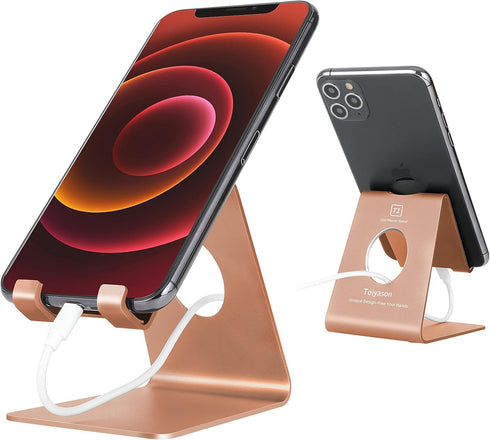 Cell Phone Stand Desk Phone Holder, Cradle Dock for All 4-8inch Phones, Office Kitchen Traveling Accessories (T1 Rose