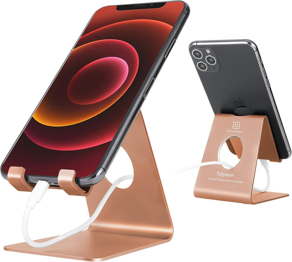 Cell Phone Stand Desk Phone Holder, Cradle Dock for All 4-8inch Phones, Office Kitchen Traveling Accessories (T1 Rose