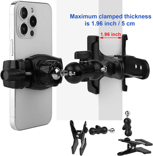 Clip Clamp Phone Holder for Desk/Table/Glass Door/Desktop Baffle/Easel, Compatible with