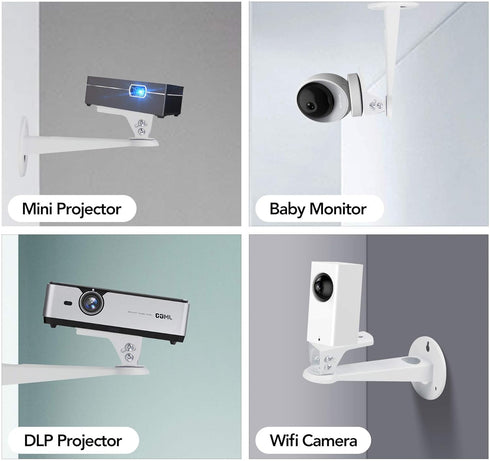 Mini Projector Wall Mount/Projector Hanger for CCTV Security Camera, 360° Rotation, Load 11 lbs, Length 7.8 Inch (White)