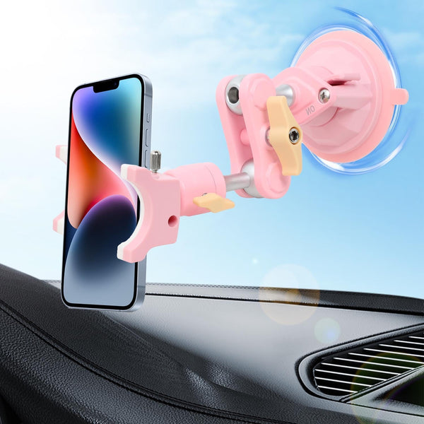 Suction Cup Phone Mount Car 360° Rotating, Universal Ball Head Arm for Video Recording, 1pc Pink