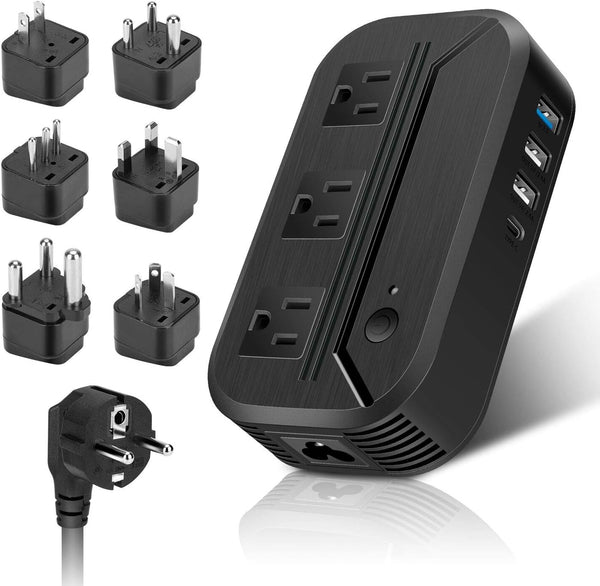Voltage Converter 2300W Power Step Down 220V to 110V Universal Travel Adapter Power Transformer w/ 3 AC Outlets, 3 USB