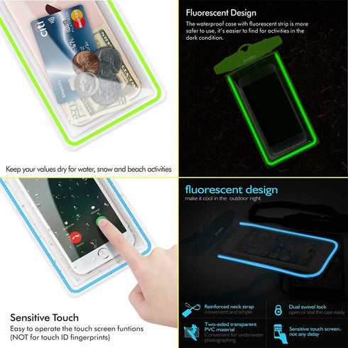 Universal Waterproof Phone Pouch, 4 Pack Lanyard Case for iPhone 15 14 13 12 Pro Max, Beach Essentials