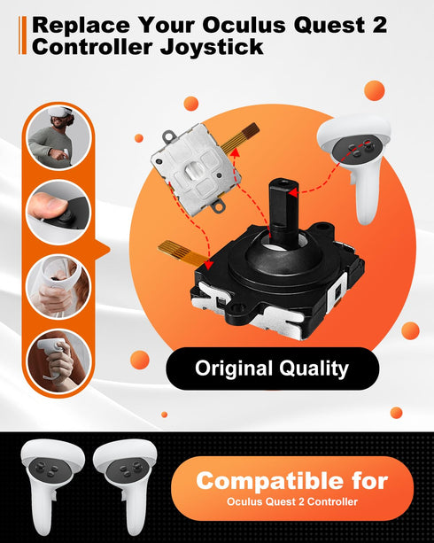 Joysticks Replacement Kit for Oculus Quest 2 Controller, DUXICEPIN Joysticks for Meta Quest 2 (2 Pack, Black)