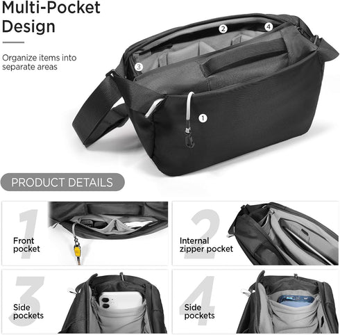 TAAOKA Camera Sling Bag, Waterproof Camera Case with Tripod Holder, DSLR/SLR/Mirrorless Cameras Shoulder Bag, Crossbody