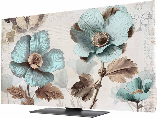 Yukro Victorian Style Broccoli Butterfly Indoor TV Dust Cover, Blue Flowers Plant Elastic