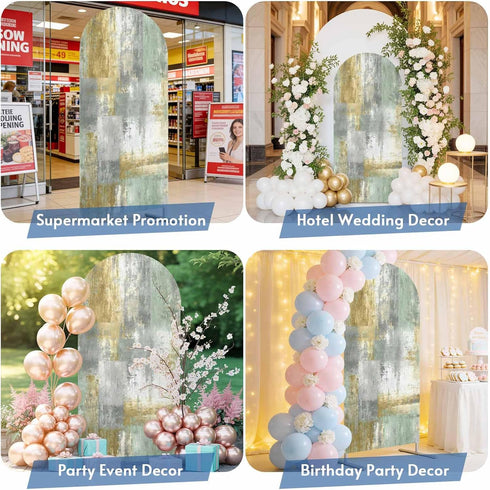 LFoveYuamer 6.6 Ft Arch Backdrop Cover, Yellow Sage Green Grey Decorative Wedding Arch Covers Spandex Fitted, Modern