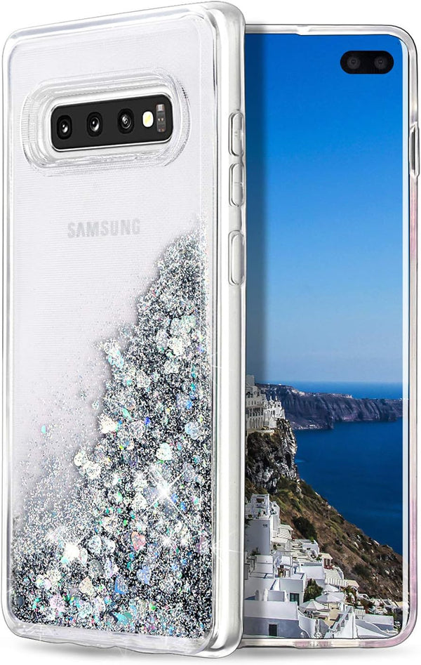 for Galaxy S10 Plus Case, Double Layer Design Bling Flowing Liquid Floating Sparkle Colorful Glitter TPU Protective
