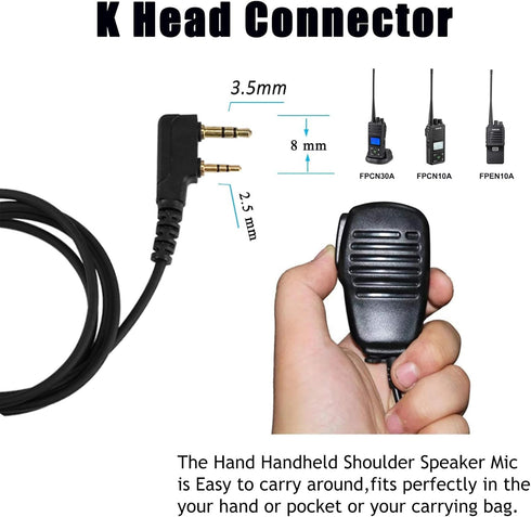 SAMCOM 1 Pcs Speaker Mic for Walkie Talkies, 2 Pin Handheld Shoulder Mic for Baofeng UV-5R Retevis Radios,