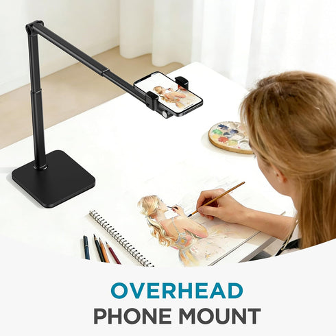InnoGear Overhead Phone Mount, Heavy Duty Aluminum Phone Stand Tabletop Cooking Tripod for Desk Flexible Cell Phone