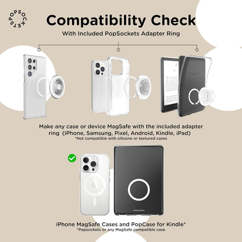PopSockets Round Magnetic Base Only, Compatible with Tops, Clear - Clear