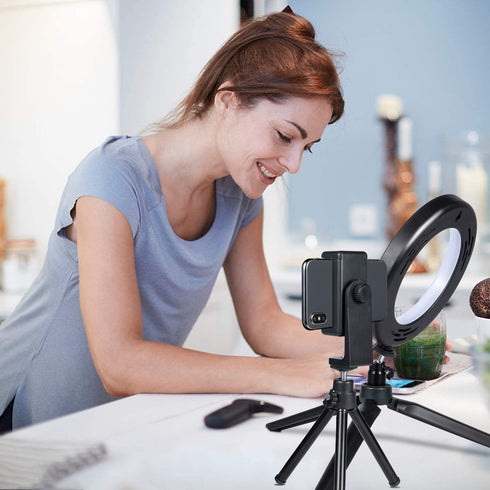 LED Ring Light 6" with Tripod Stand for YouTube Video and Makeup, Mini Camera Light with Cell Phone Holder